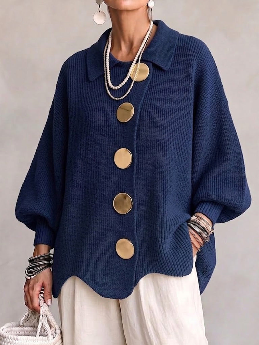 Patsy | Cardigan With Balloon Sleeves and Oversized Buttons