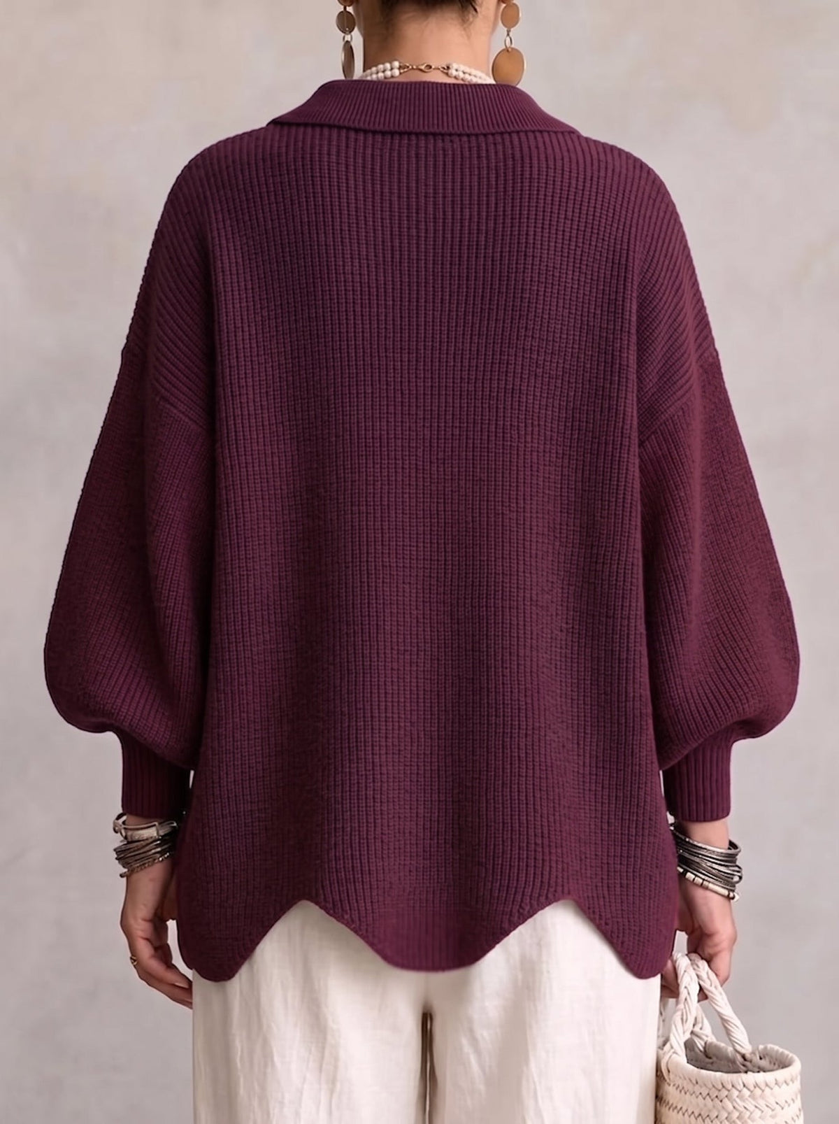 Patsy | Cardigan With Balloon Sleeves and Oversized Buttons