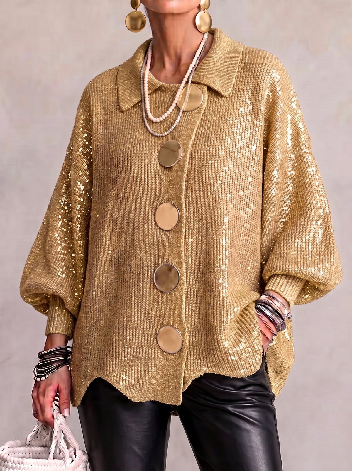 Patsy | Cardigan With Balloon Sleeves and Oversized Buttons