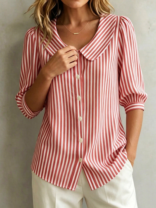 Gretje | Striped Peter Pan Collar Blouse