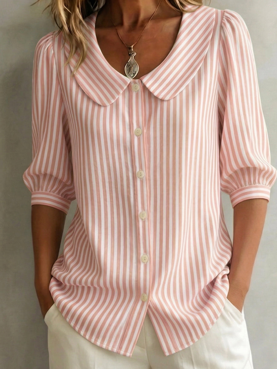 Gretje | Striped Peter Pan Collar Blouse
