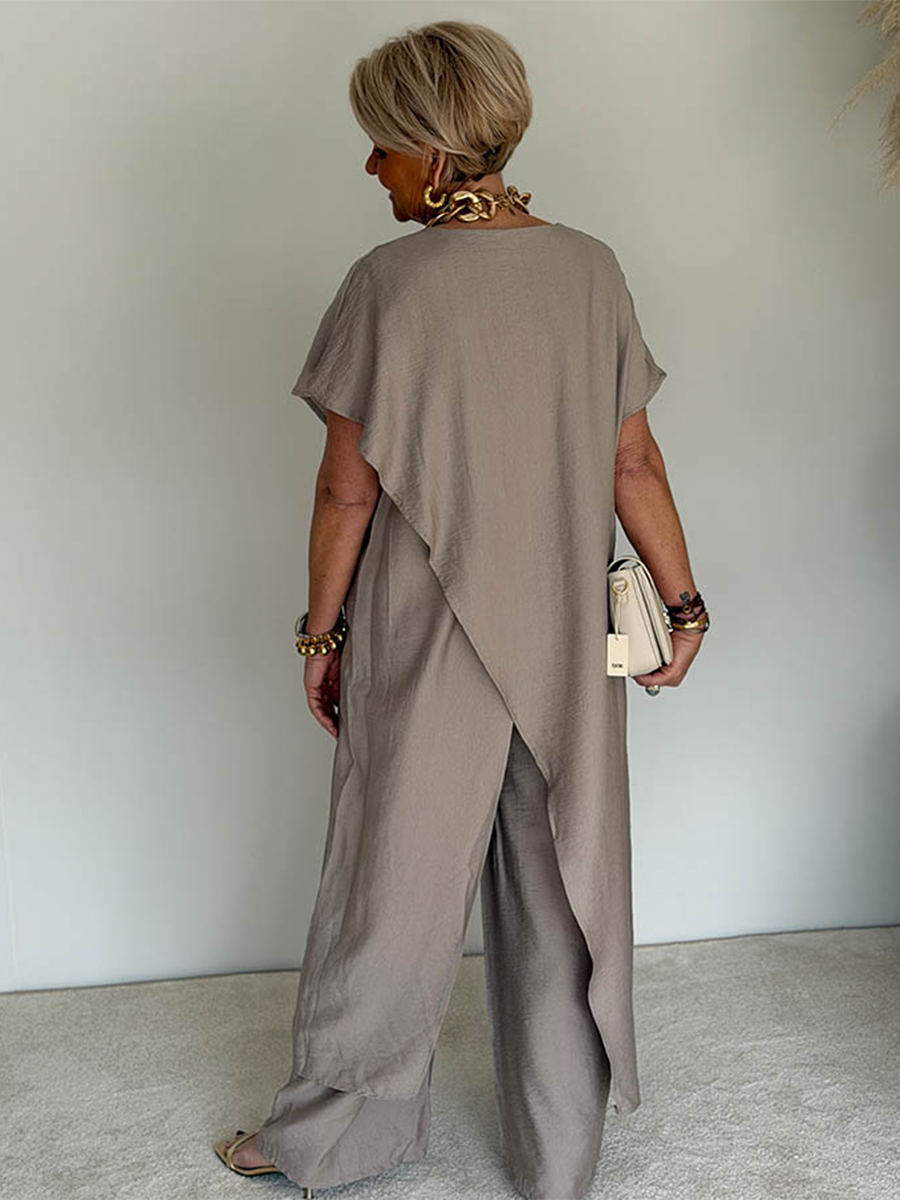Iasmim | Wide Leg Short Sleeve Loose Jumpsuit