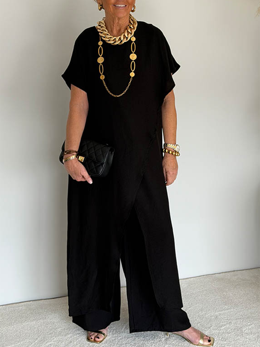 Iasmim | Wide Leg Short Sleeve Loose Jumpsuit