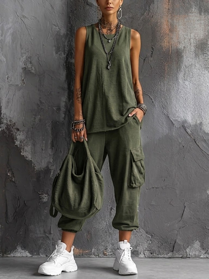 Ashlea | Sleeveless Cargo Jogger Lounge Set