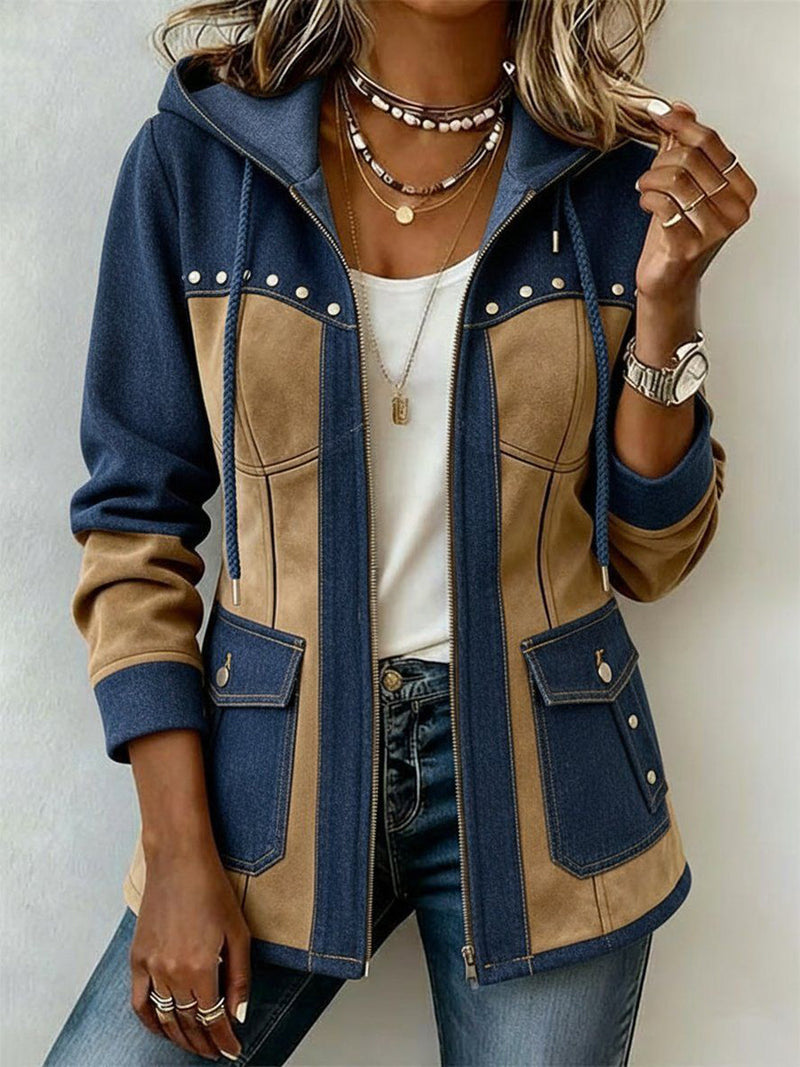Genea | Hooded Patchwork Denim Jacket