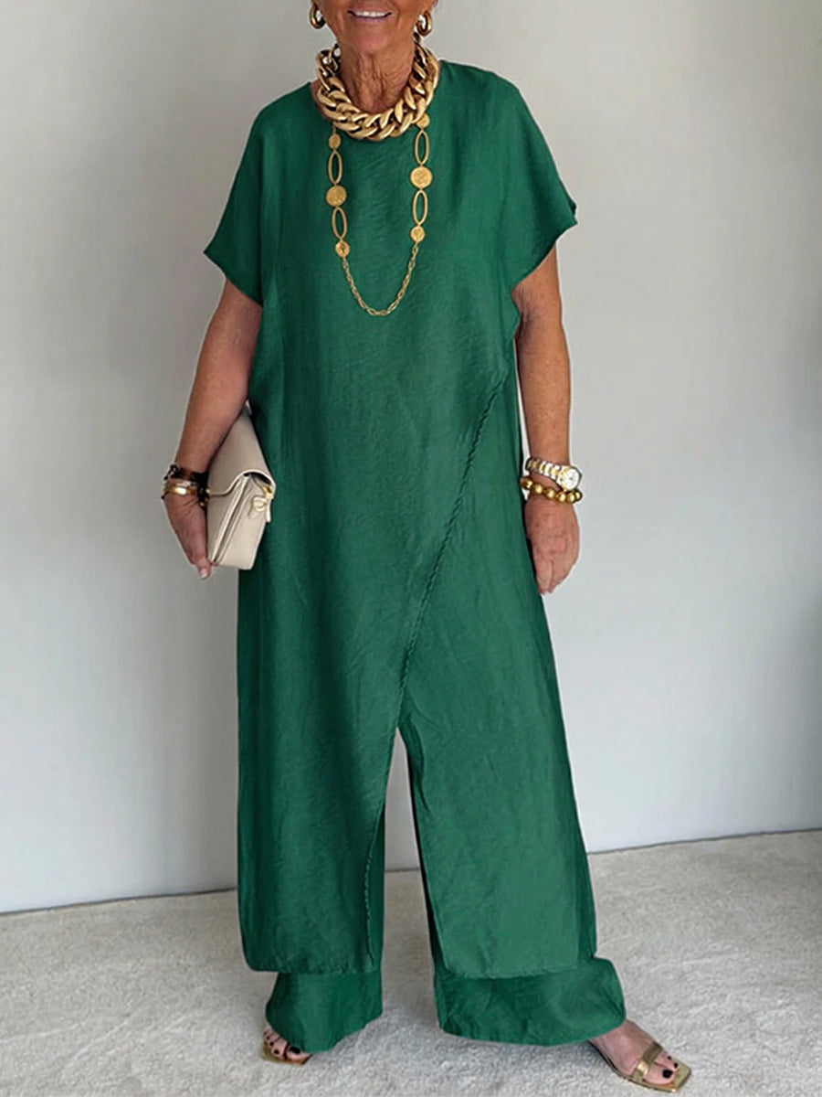 Iasmim | Wide Leg Short Sleeve Loose Jumpsuit