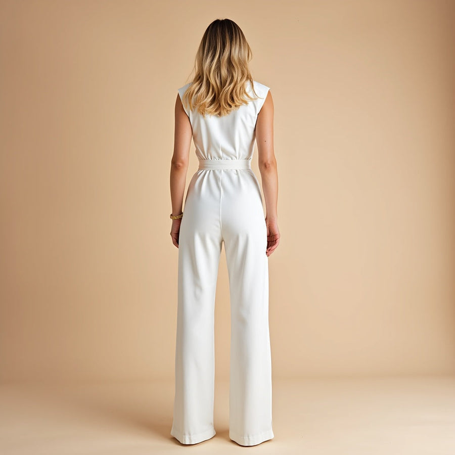 Kyanna | Sleeveless Belted Wide Leg Fit Jumpsuit