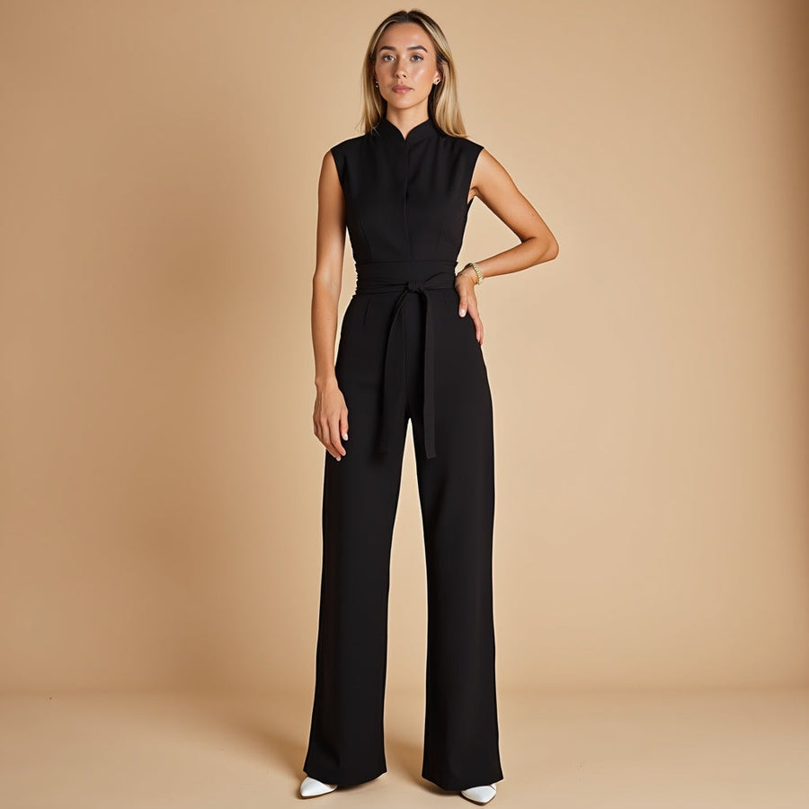 Kyanna | Sleeveless Belted Wide Leg Fit Jumpsuit