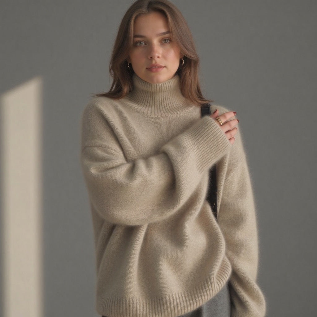 Claranica | Oversized Turtleneck Cashmere Sweater
