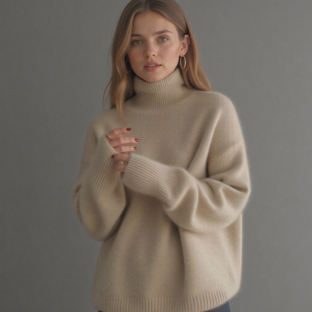 Claranica | Oversized Turtleneck Cashmere Sweater