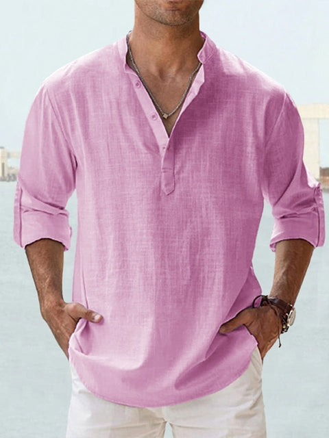 Leon | Henley Collar Roll Sleeve Shirt