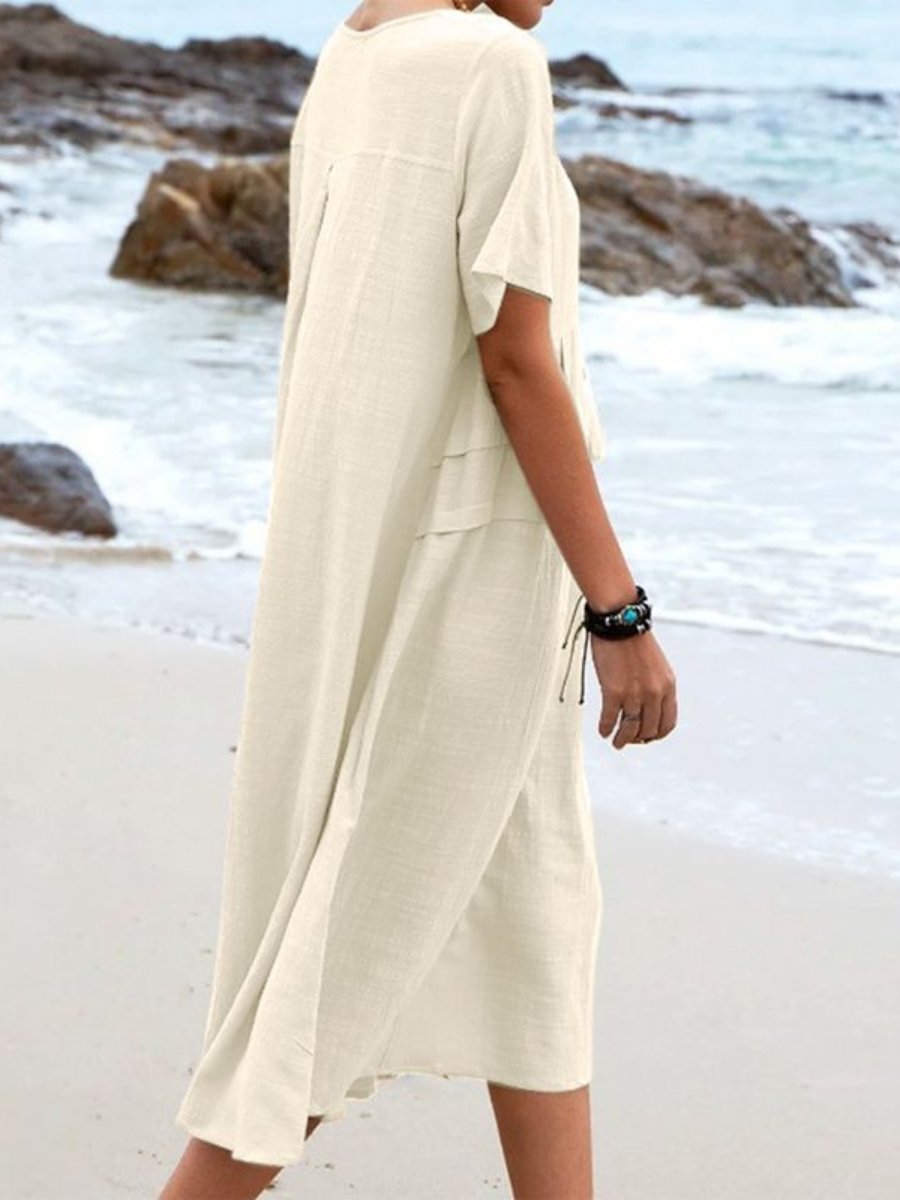 Aryuna | Round Neck Short Sleeve Midi Dress