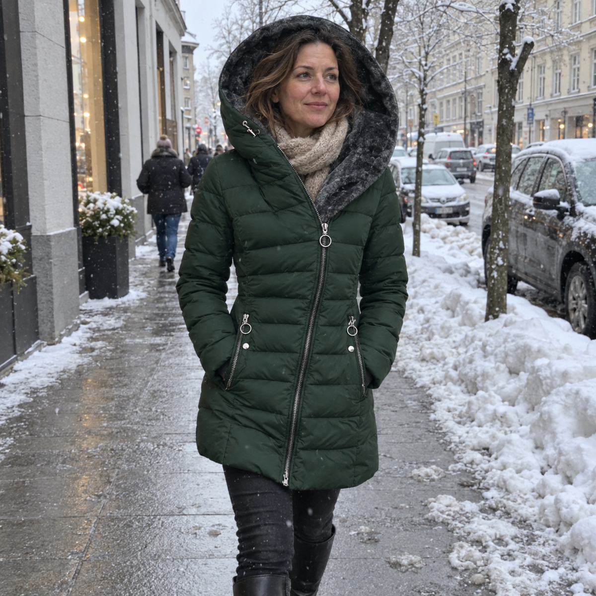 Gerardina | Coat With Quilting and Plush-Lined Oversized Hood