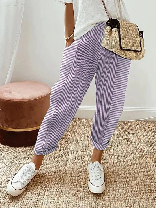 Stefana - Striped Drawstring Jogger Pants