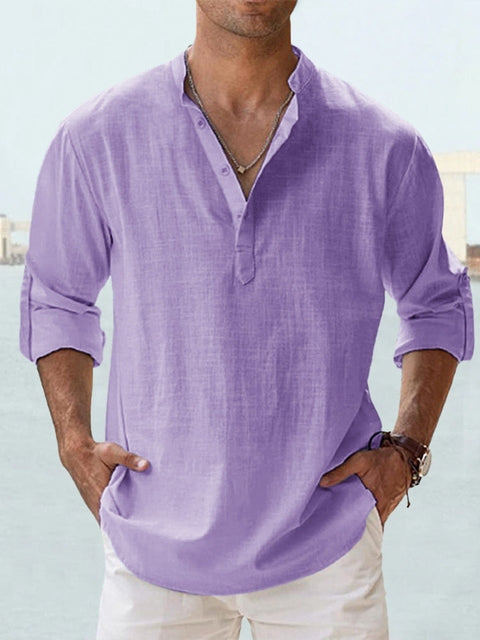 Leon | Henley Collar Roll Sleeve Shirt