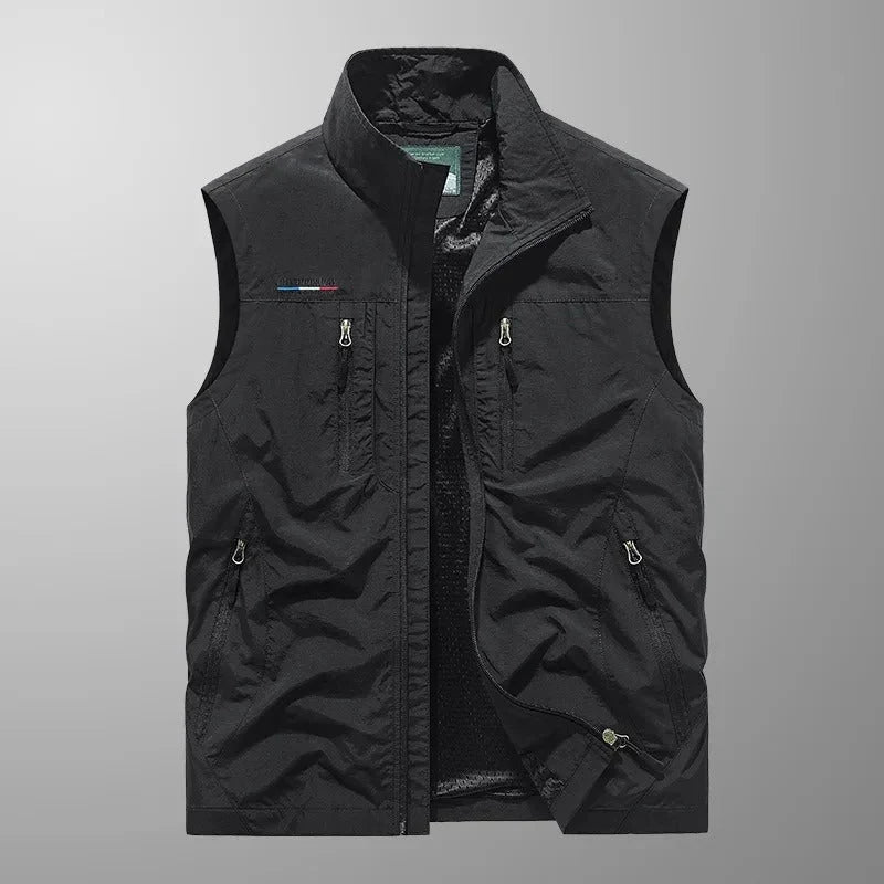 Albert | Vest Stand Collar Zip Front Multi Pocket