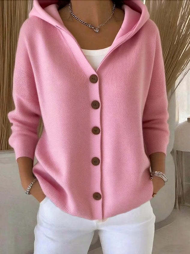 Annie | Cardigan Hooded Button-Front Long-Sleeve Top