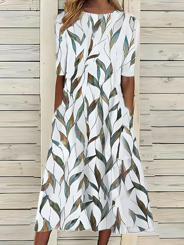 Malgorzata | Floral Print Midi Dress Half Sleeves