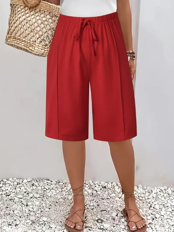 Piranda | Drawstring Wide Leg Bermuda Shorts