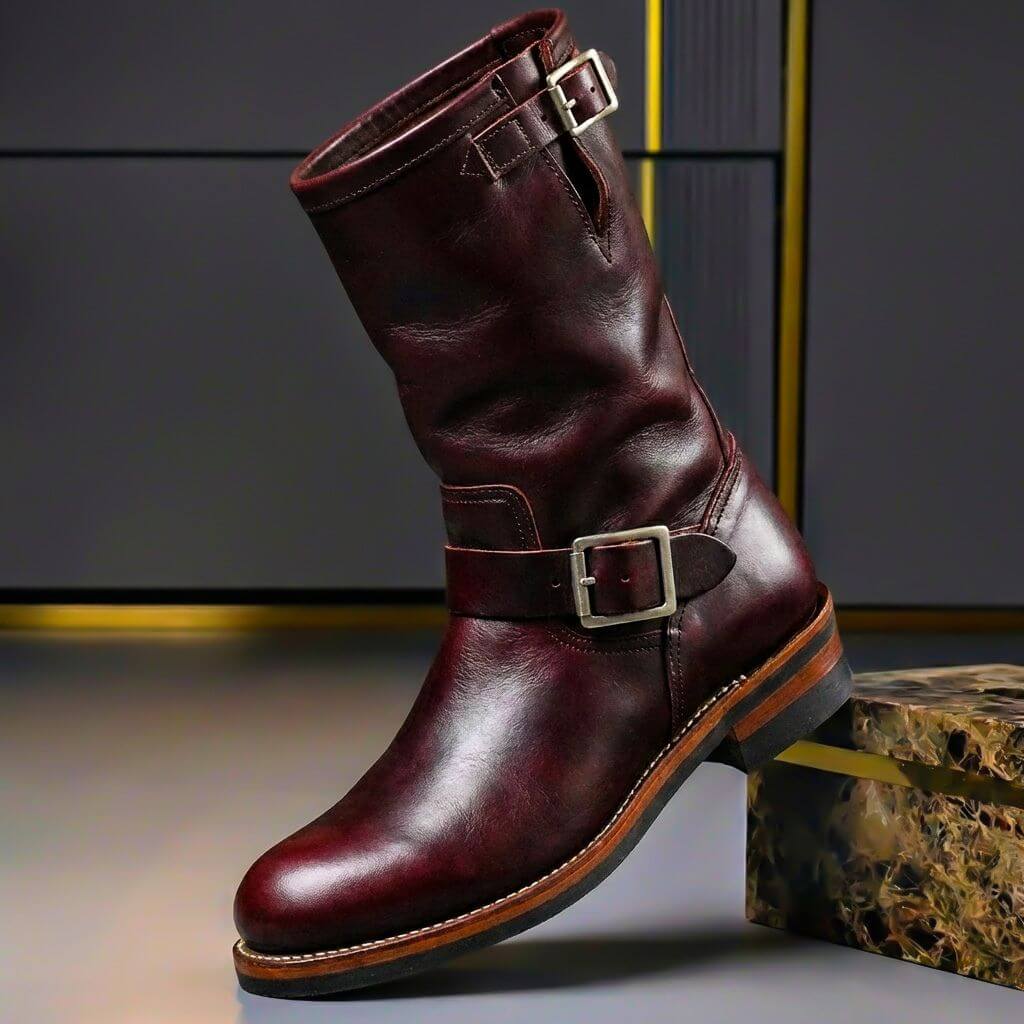 Osmar | Mid Calf Buckle Strap Riding Boots