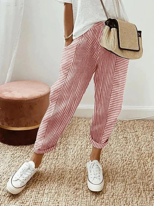 Stefana - Striped Drawstring Jogger Pants