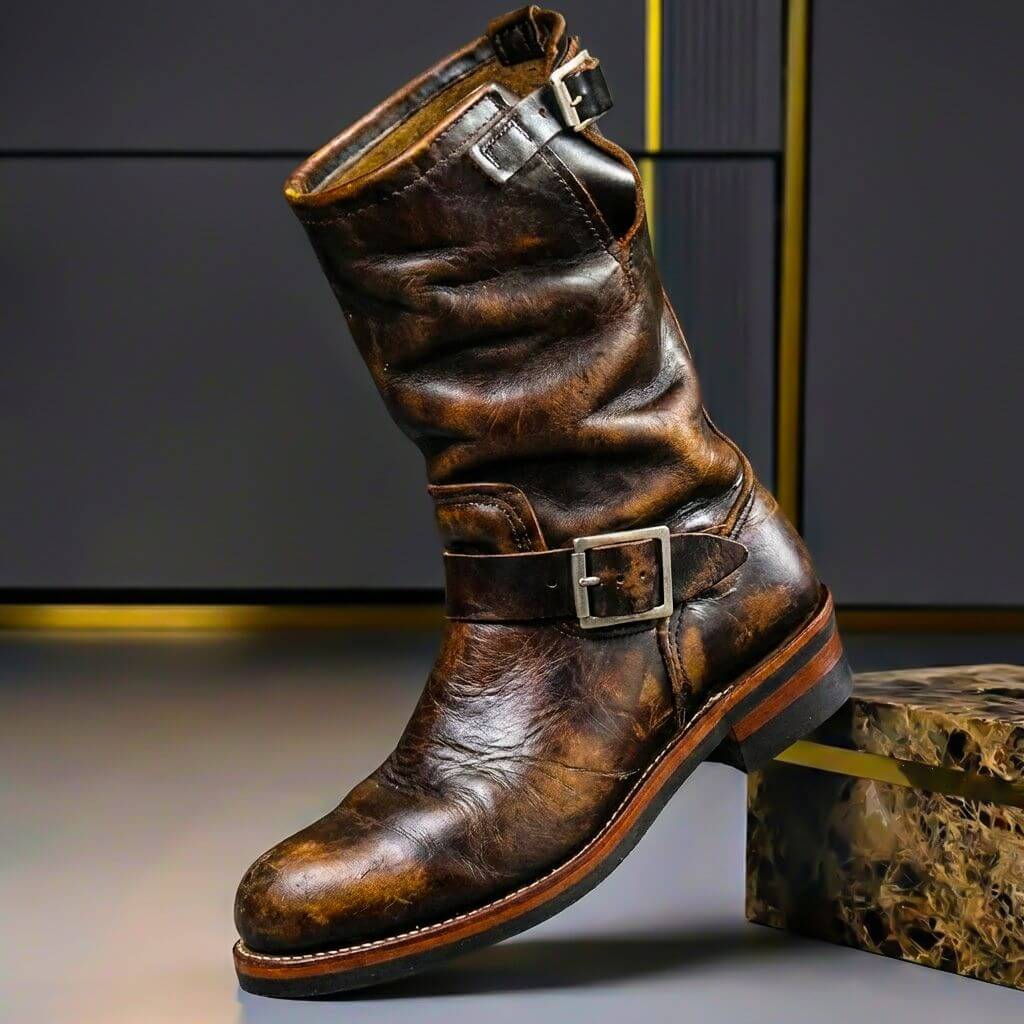 Osmar | Mid Calf Buckle Strap Riding Boots