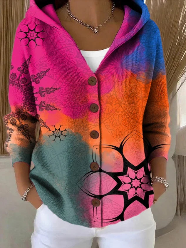 Annie | Cardigan Hooded Button-Front Long-Sleeve Top