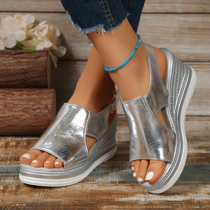 Mariëtte | Metallic Platform Slingback Sandals