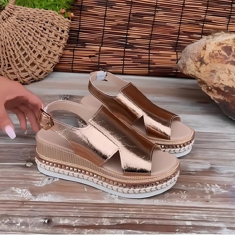 Mariëtte | Metallic Platform Slingback Sandals