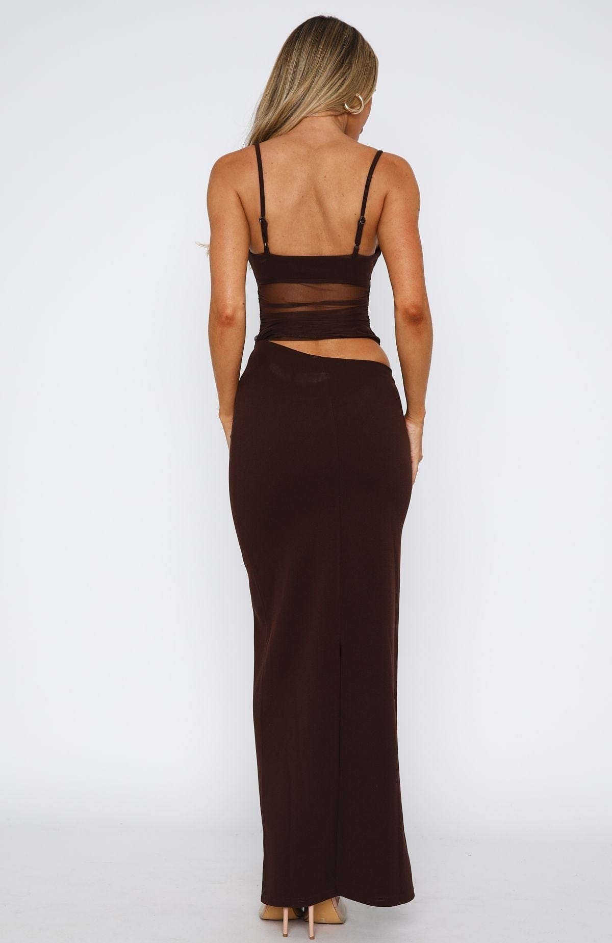 Aisling | Mesh Cutout Spaghetti Strap Maxi Dress