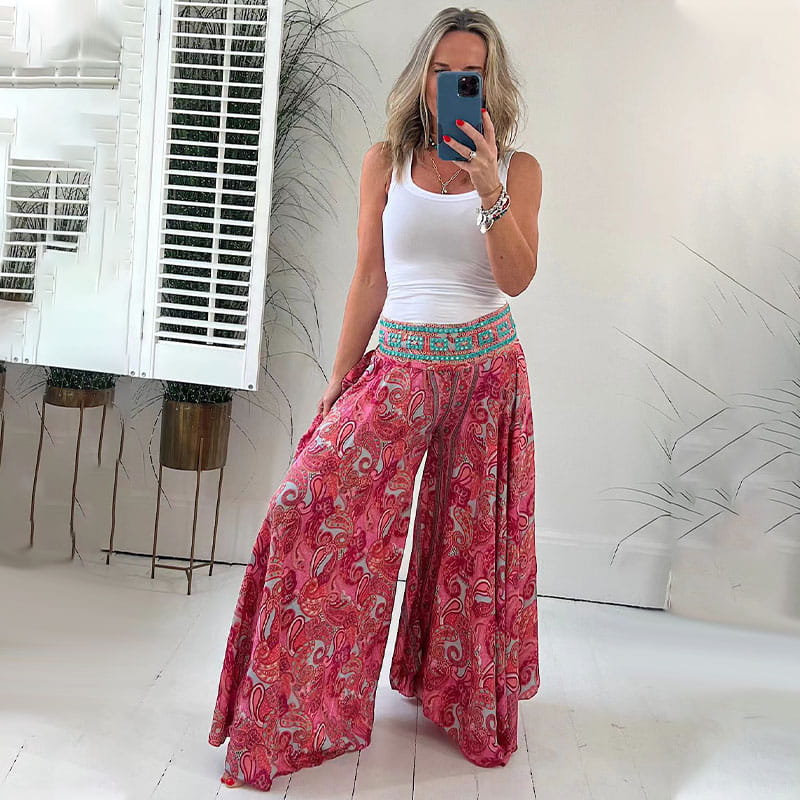 Pamila | Paisley Print Wide Leg Palazzo Pants