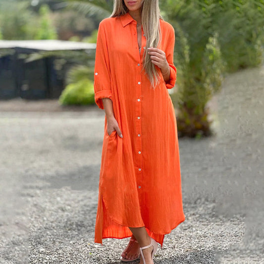 Alaina | Shirt Dress Button Front Long Sleeve