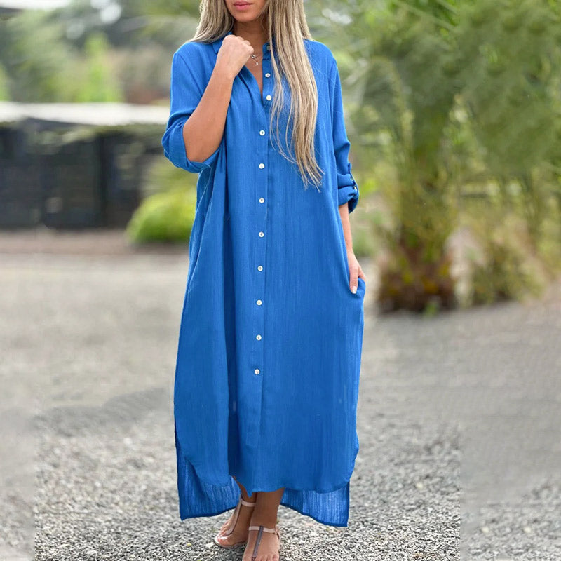 Alaina | Shirt Dress Button Front Long Sleeve