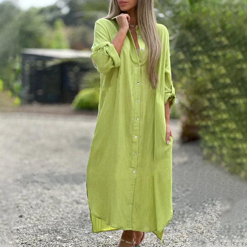 Alaina | Shirt Dress Button Front Long Sleeve