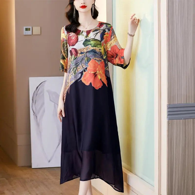 Debby | Floral Print Loose Midi Dress