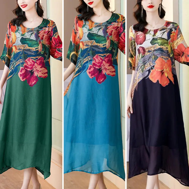 Debby | Floral Print Loose Midi Dress