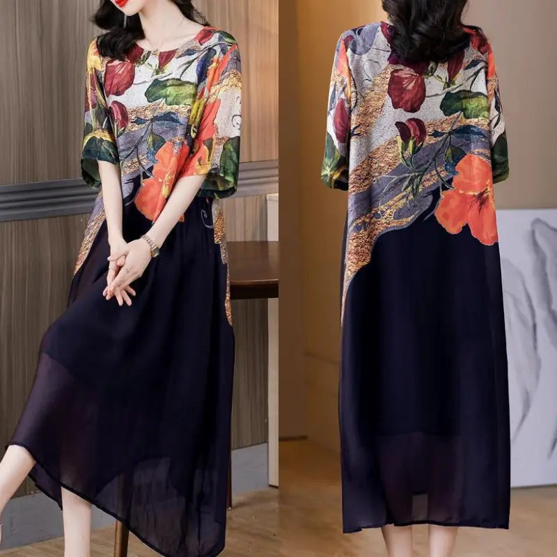 Debby | Floral Print Loose Midi Dress