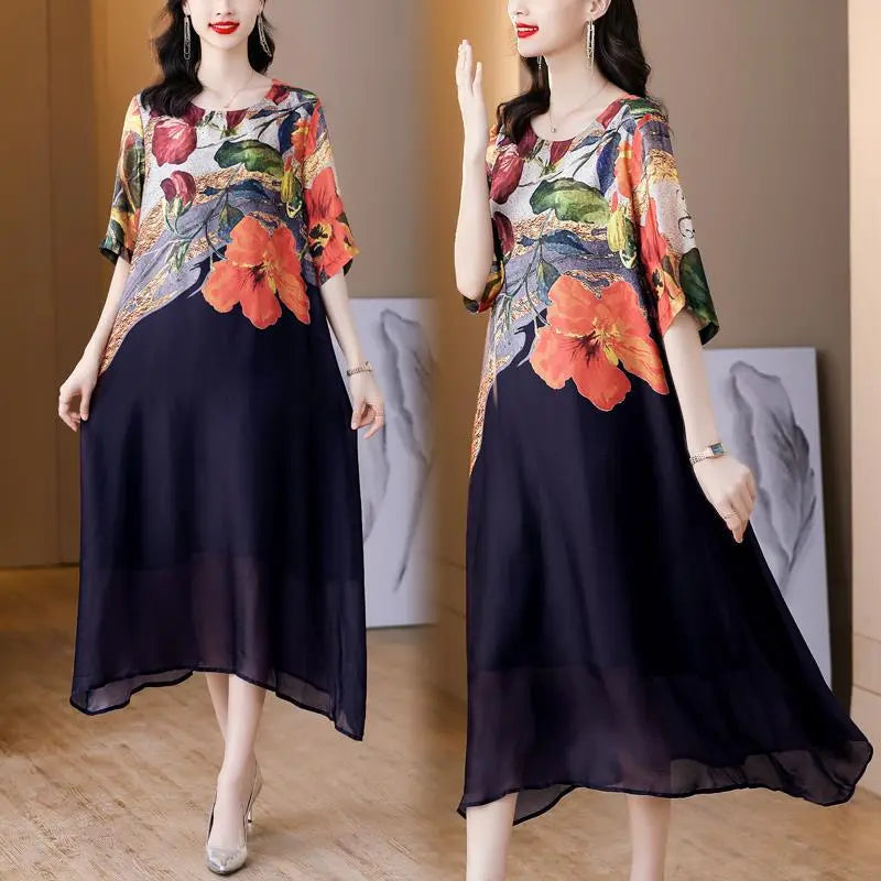 Debby | Floral Print Loose Midi Dress