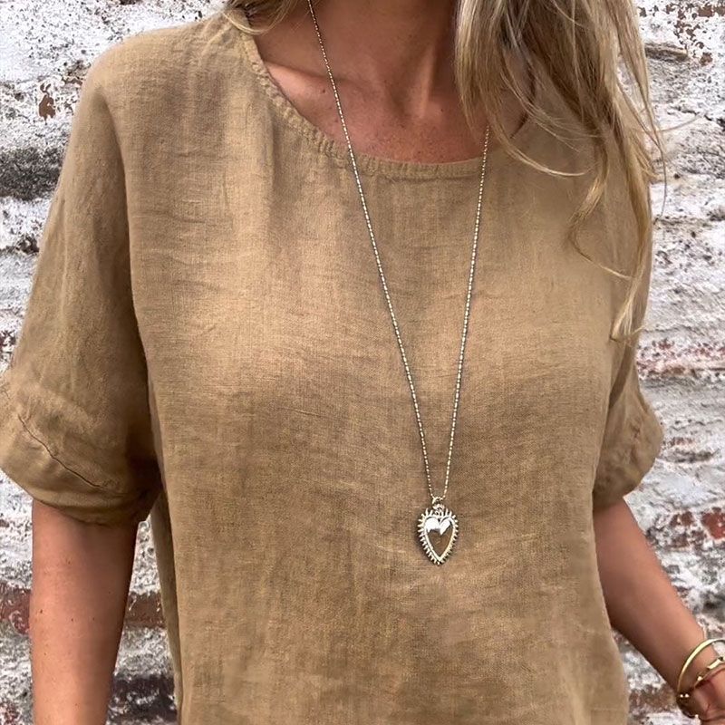 Joline - Round Neck Half Sleeve Relaxed Blouse