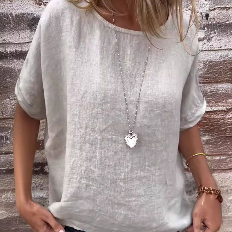Joline - Round Neck Half Sleeve Relaxed Blouse
