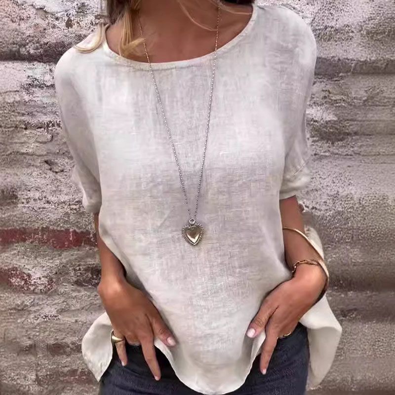 Joline - Round Neck Half Sleeve Relaxed Blouse