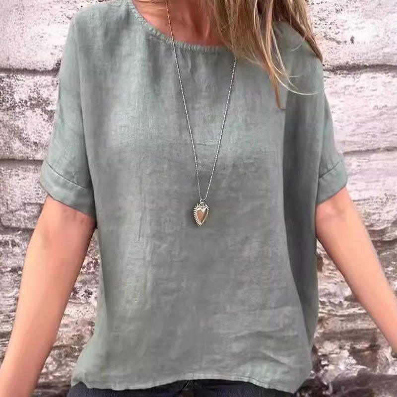 Joline - Round Neck Half Sleeve Relaxed Blouse