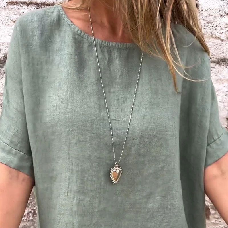 Joline - Round Neck Half Sleeve Relaxed Blouse
