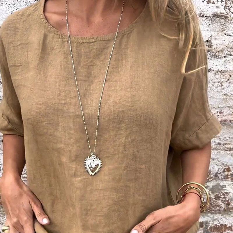 Joline - Round Neck Half Sleeve Relaxed Blouse