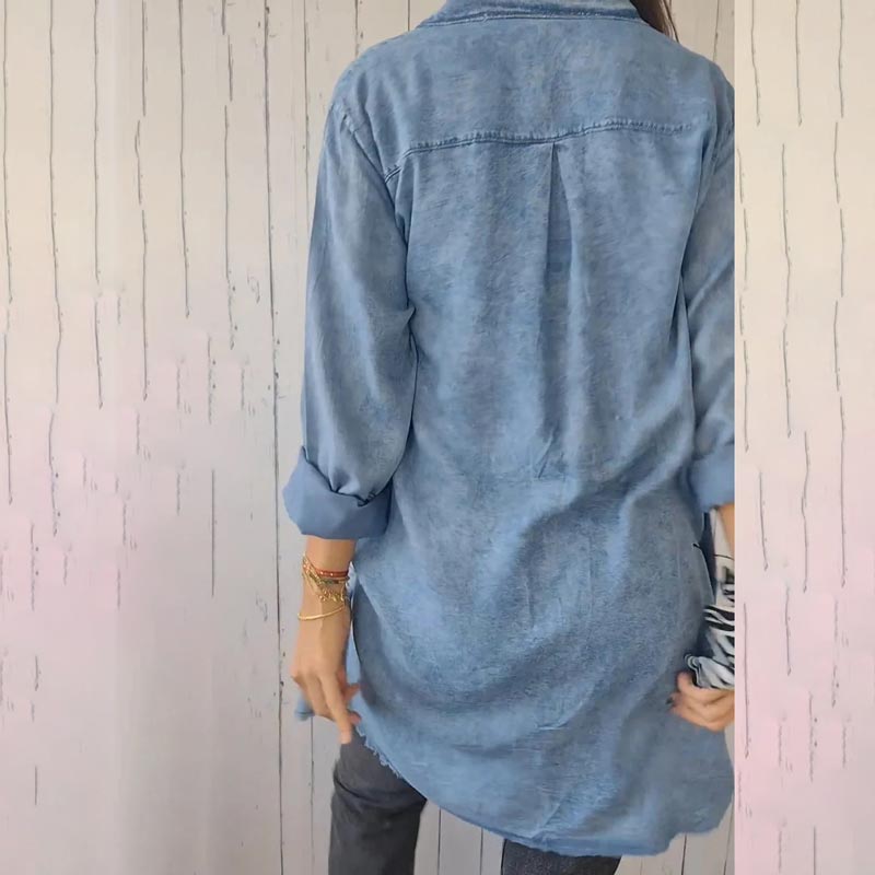 Christiane | Denim-Style Long Sleeve Button Front Shacket