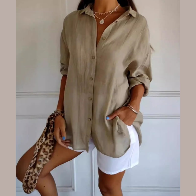 Virgie - Button Front Collared Long Sleeve Shirt