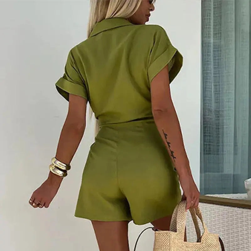 Harmke | Wrap Front Short Sleeve Romper