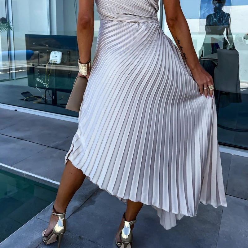 Breena | One-Shoulder Pleated Maxi Dress