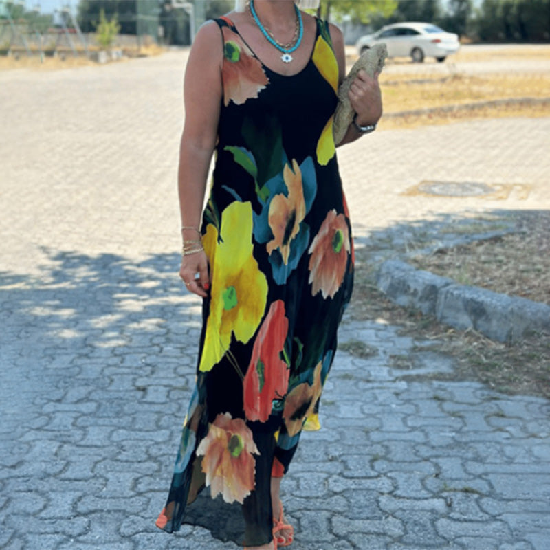 Marjo | Floral Print Sleeveless Maxi Dress