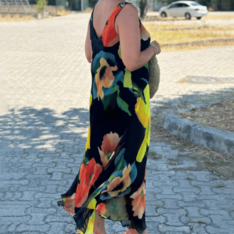 Marjo | Floral Print Sleeveless Maxi Dress